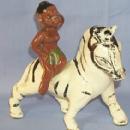 Ethnographic Black Native Girl on Zebra Porcelain Planter