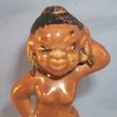 Ethnographic Black Native Girl on Zebra Porcelain Planter