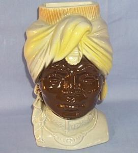 ROYAL COPLEY Pottery BLACK MAN'S HEAD Vase