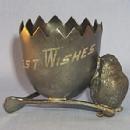 Victorian Metal EGG Matchholder with BIRD PERCHED ON WISHBONE Striker - Tobacciana