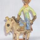 Ethnographic CARIBBEAN NATIVE ON A DONKEY Glazed Pottery Figurine