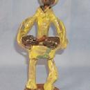 Ethnographic CARIBBEAN NATIVE PLAYING DRUM Glazed Pottery Figurine.