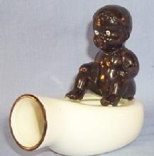 Ethnographic Occupied Japan BLACK BOY ON BEDPAN Porcelain Ashtray.