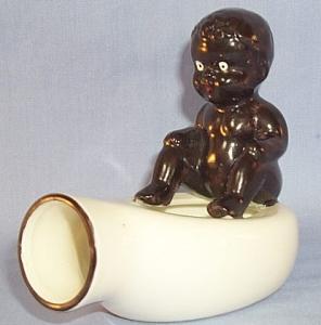 Ethnographic Occupied Japan BLACK BOY ON BEDPAN Porcelain Ashtray.
