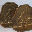 Gold Wash Cast Iron TIGER AND SNAKE Bookends Metalware