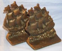 Bronze Washed Cast Iron WARSHIP Bookends Metalware