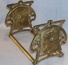 Art Nouveau Brass LADY Sliding Bookrack Metalware