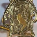 Art Nouveau Brass LADY Sliding Bookrack Metalware