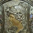 Art Nouveau Brass LADY Sliding Bookrack Metalware