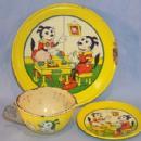 CHEIN Child's Tin Litho Cup, Saucer, and Plate Set - Toys