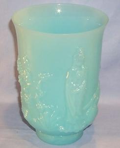 FENTON Oriental Design Turquoise Glass Vase