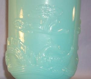 FENTON Oriental Design Turquoise Glass Vase