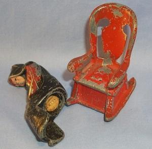 Cast Iron AMISH COUPLE ON ROCKING CHAIRS Salt and Pepper Sets - Metalware