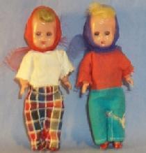 Two Small Plastic SLEEP EYES Jointed Dolls - Toys