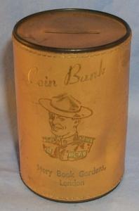 Leather Covered Canada Advertising Coin Bank