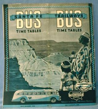 Santa Fe Bus - 1938 Advertising Time Tables - Paper