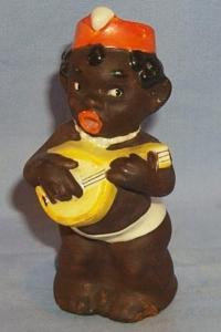 Ethnographic GOEBEL Black Mandolin Player Porcelain Shaker