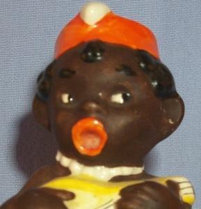 Ethnographic GOEBEL Black Mandolin Player Porcelain Shaker