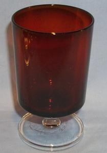 Four Ruby Red Glasses With Clear Stems