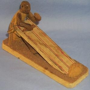 Africa Folk Art Hand Carved Weaver at Work Wood Figurine - Ethnographic