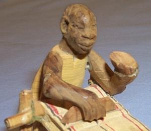 Africa Folk Art Hand Carved Weaver at Work Wood Figurine - Ethnographic