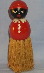 Ethnographic Red Mammy Wooden Whisk Broom.