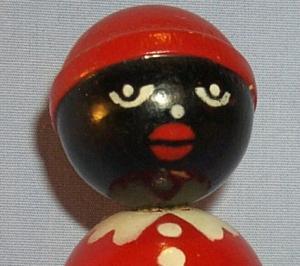 Ethnographic Red Mammy Wooden Whisk Broom.
