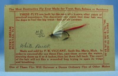 Salmon Fishing Fly WHITE BUCK - Hand Tied Bait Lure - Vintage Sporting