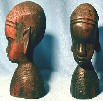 Ethnographic Carved Wood Bust - woodenware collectible