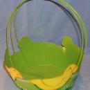 Metal Hand Painted Baby Duck Decorated Green EASTER BASKET - Toys