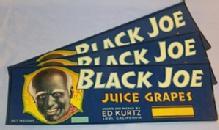 Three B lack Memorabilia BLACK JOE California Juice Grapes Paper Packing Crate Labels - Advertising
