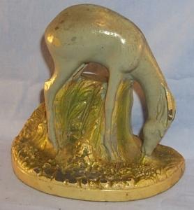 One Ronson FEEDING GAZELLE Grey Metal Painted Bookend - Metalware