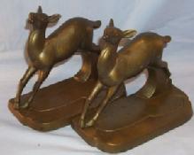 Pair of FRANKART Doe Bronze Finished Grey Metal Bookends - Metalware