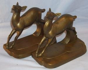 Pair of FRANKART Doe Bronze Finished Grey Metal Bookends - Metalware
