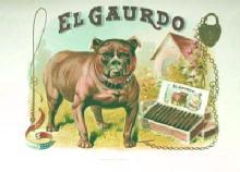 EL GAURDO Cigar Box Label - MINT Tobacciana Paper with Bull DOG