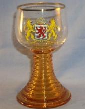 LUXENBOURG Coat of Arms Decorated Amber Stem Wine Glass