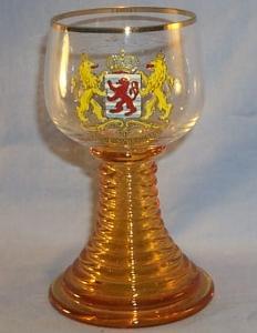 LUXENBOURG Coat of Arms Decorated Amber Stem Wine Glass