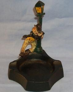 Cast Iron Drunken Man Hanging on Lightpost Ashtray / Bottle Opener - Metalware