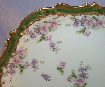 Six Porcelain LIMOGES Rose and Gold Decorated Dinner Plates