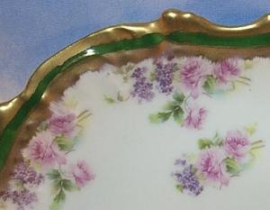 Six Porcelain LIMOGES Rose and Gold Decorated Dinner Plates