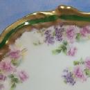 Six Porcelain LIMOGES Rose and Gold Decorated Dinner Plates
