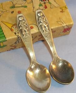 (2) Silver PUSS IN BOOTS Spoons in Box