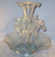 FENTON Five Piece Velva Blue Stretch Glass Epergne