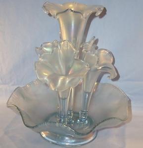FENTON Five Piece Velva Blue Stretch Glass Epergne