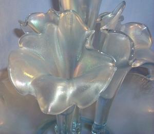 FENTON Five Piece Velva Blue Stretch Glass Epergne