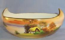 NIPPON Hand Painted Cottage by the Lake Porcelain Oblong Sauce Bowl