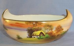 NIPPON Hand Painted Cottage by the Lake Porcelain Oblong Sauce Bowl