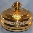 Gold Finished Covered Cased Glass Bowl with Applied Flowers