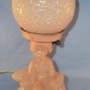 Orange/Pink Glass Oriental Man Figurine Electric Bedroom Lamp