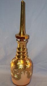 Gold Finished Heavily Decorated Cased Glass Decanter with Long Gold Ground Stopper